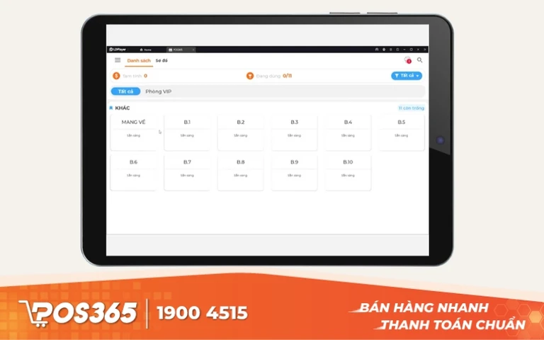 Vào giao diện Thu ngân, chọn bàn, order món như bình thường