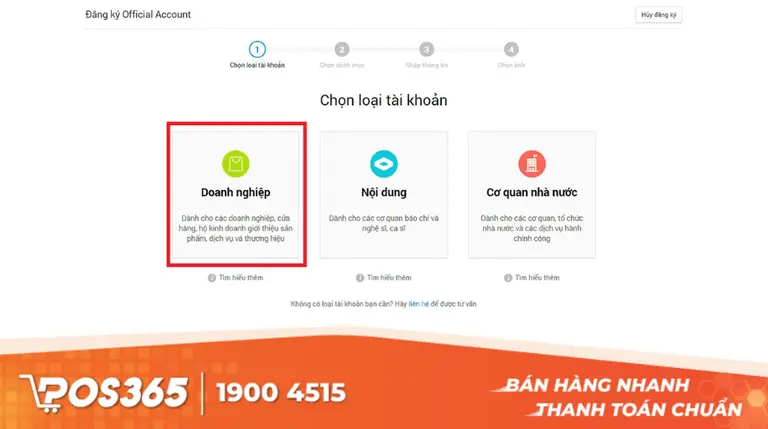 Bước 2: Khởi tạo t&agrave;i khoản "Doanh nghiệp"