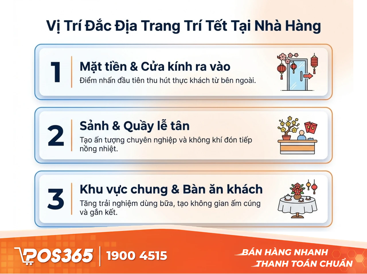Các vị trí "Vàng" cần ưu tiên trang trí Tết trong nhà hàng