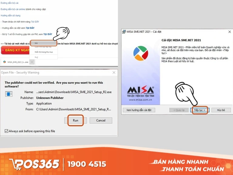 Chạy bộ cài mở file