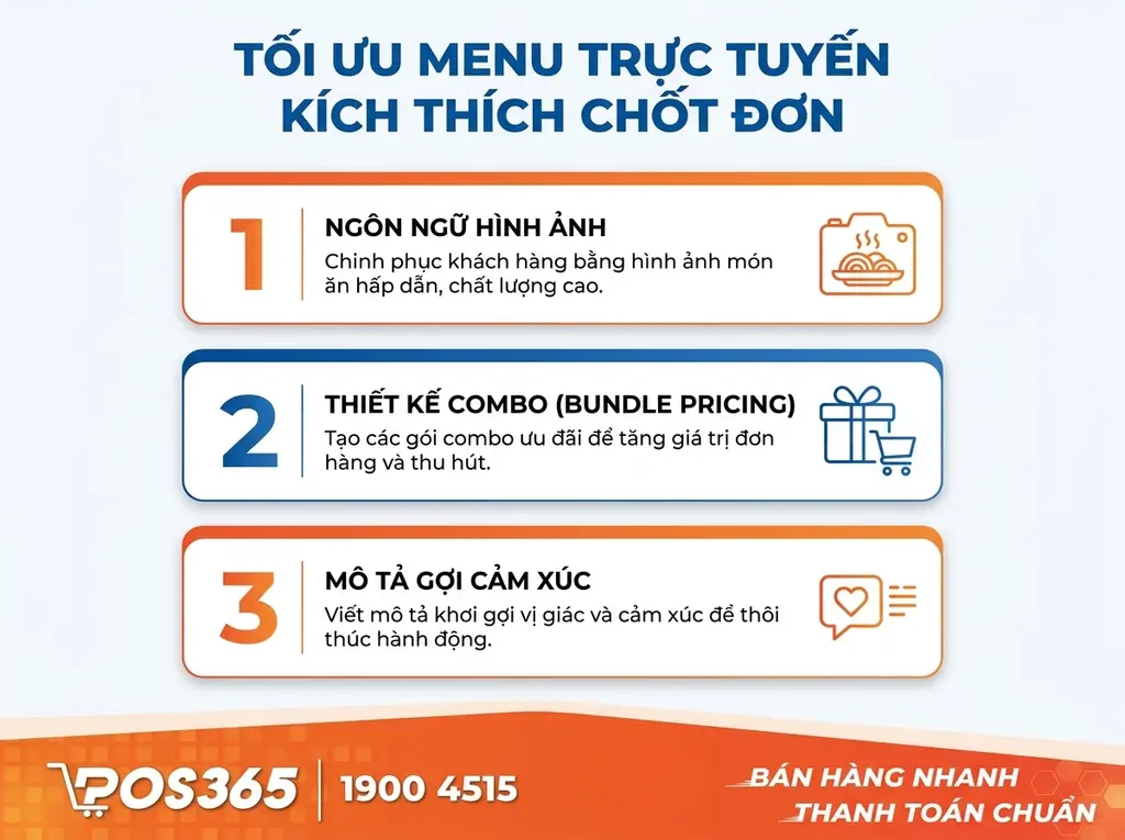 Chiến thuật tối ưu Menu Online kích thích hành vi Chốt Đơn