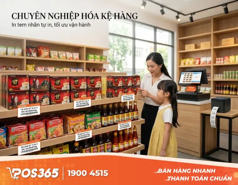 Chuyên nghiệp hóa không gian kệ hàng với tem nhãn tự in