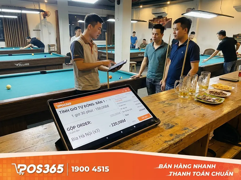 Cơ chế tự động cộng dồn tiền giờ và gộp danh sách món F&B