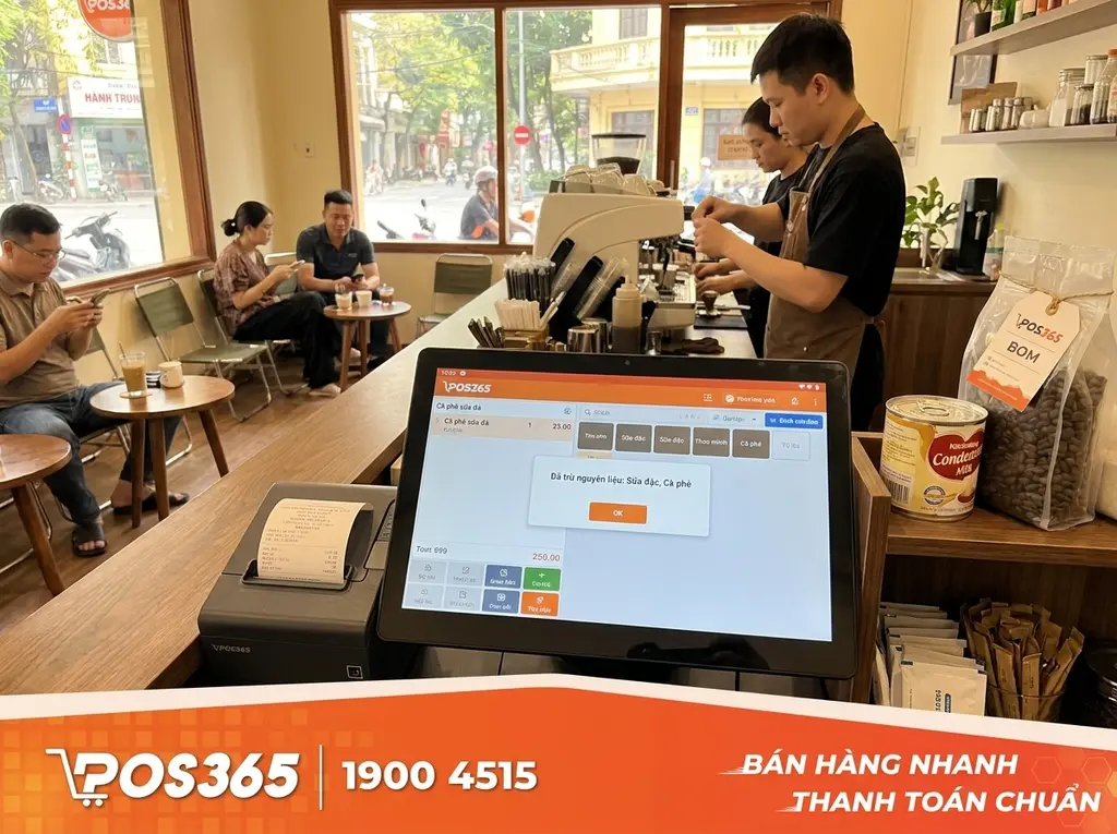 Cơ chế tự động trừ lùi nguyên liệu theo công thức BOM khi in bill