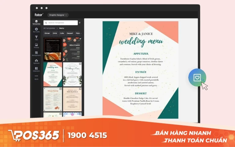 Công cụ thiết kế menu quán ăn Fotor