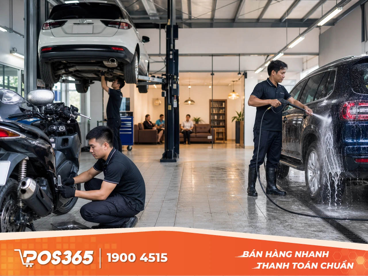Dịch vụ sửa chữa xe máy, ô tô, rửa xe