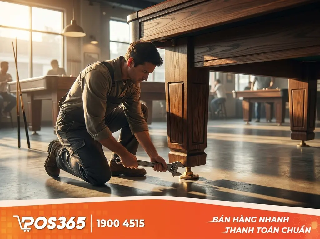 Điều chỉnh ốc tăng đưa tại chân bàn bida