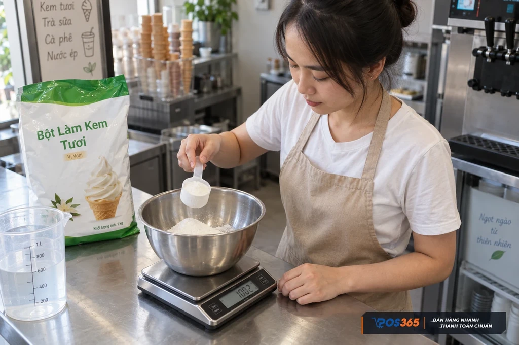 Định lượng nguyên liệu làm kem tươi