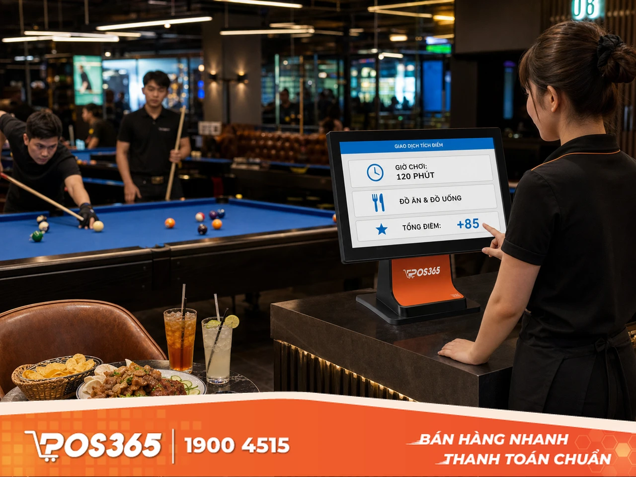 Đồng bộ điểm t&iacute;ch lũy cho cả tiền giờ chơi v&agrave; menu ăn uống