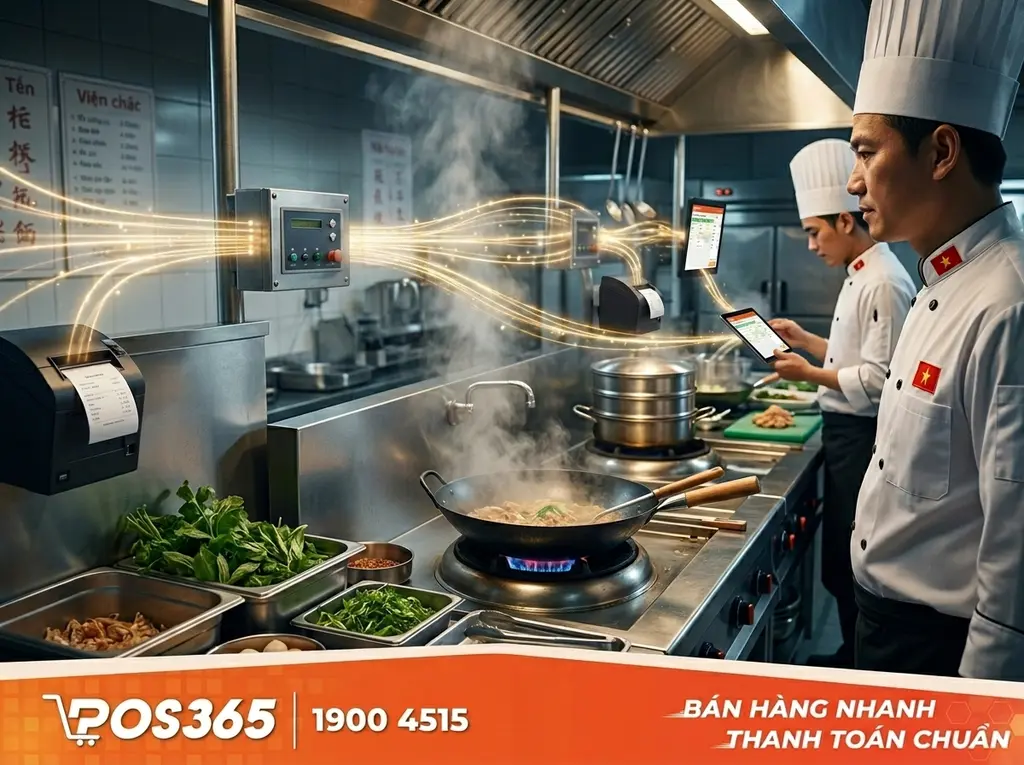 Đồng bộ dữ liệu đơn h&agrave;ng xuy&ecirc;n suốt đến khu vực bếp