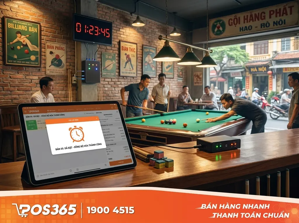 Đồng bộ tự động với hệ thống bật/tắt điện bàn bida