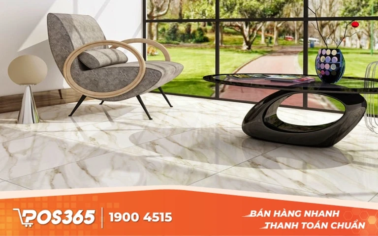 Gạch lát sàn quán cafe bóng kính