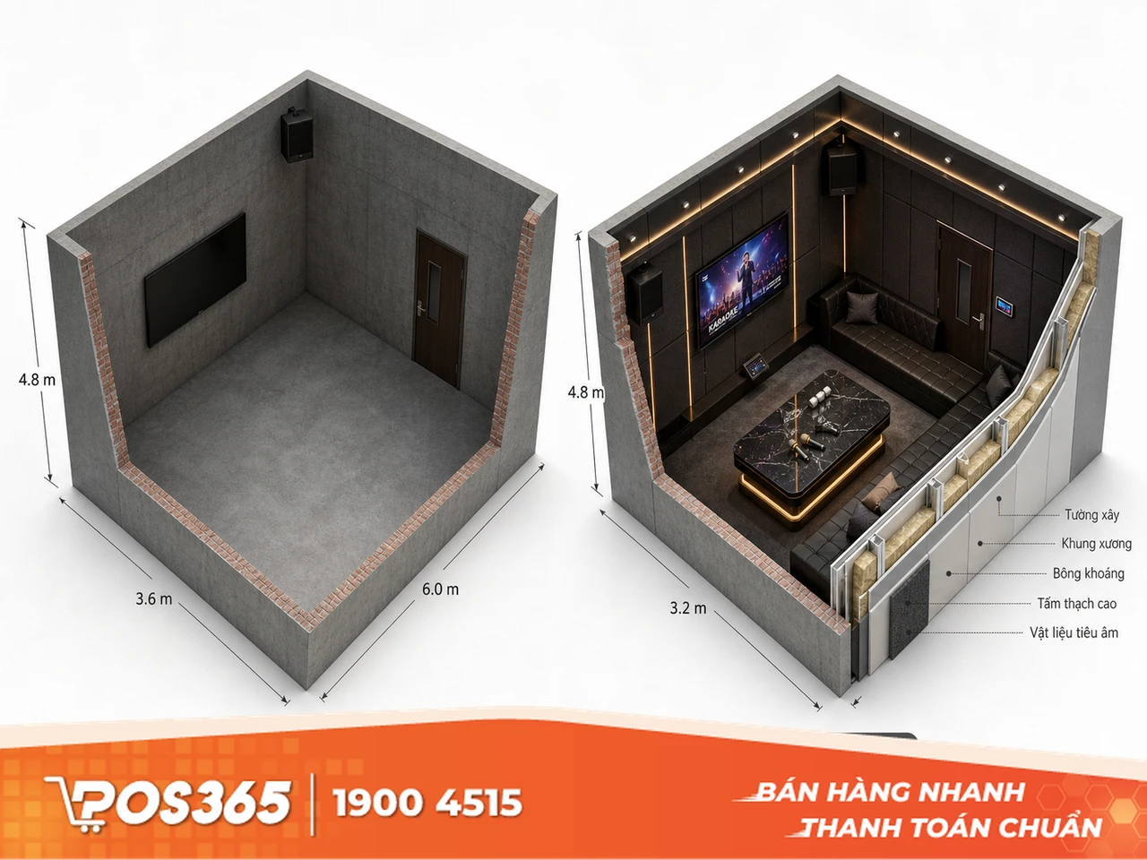 Cảnh báo hao hụt diện tích do thi công cách âm phòng hát