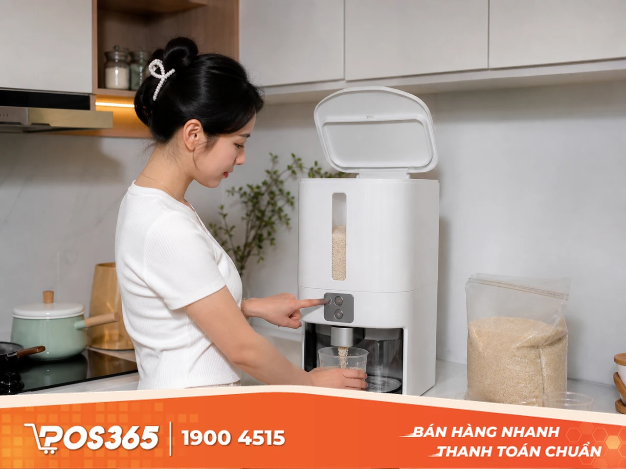 Hộp đựng gạo tự động c&acirc;n lượng