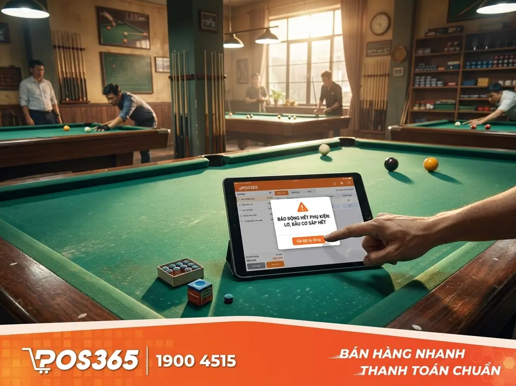 Hướng dẫn cài đặt cảnh báo hết phụ kiện bida tự động trên phần mềm