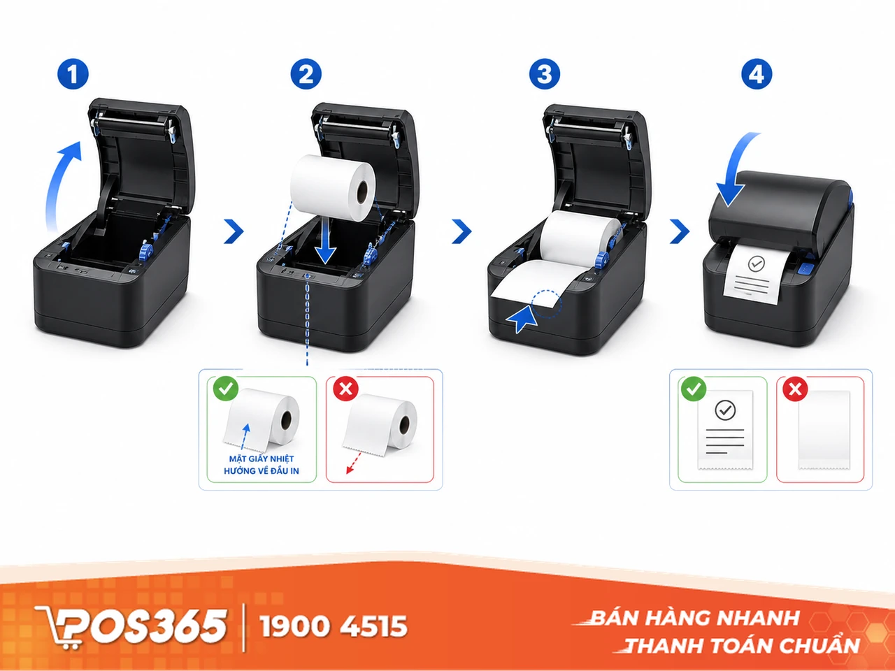 Hướng dẫn lắp giấy máy in nhiệt chuẩn xác nhất