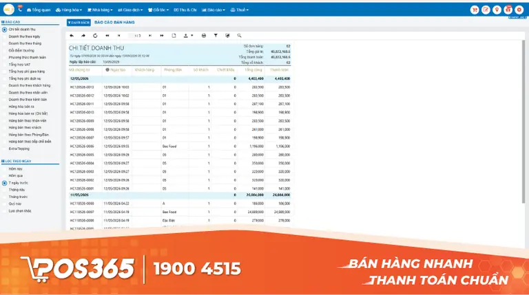 Hướng dẫn thao tác xem báo cáo doanh thu nhanh chóng trên POS365