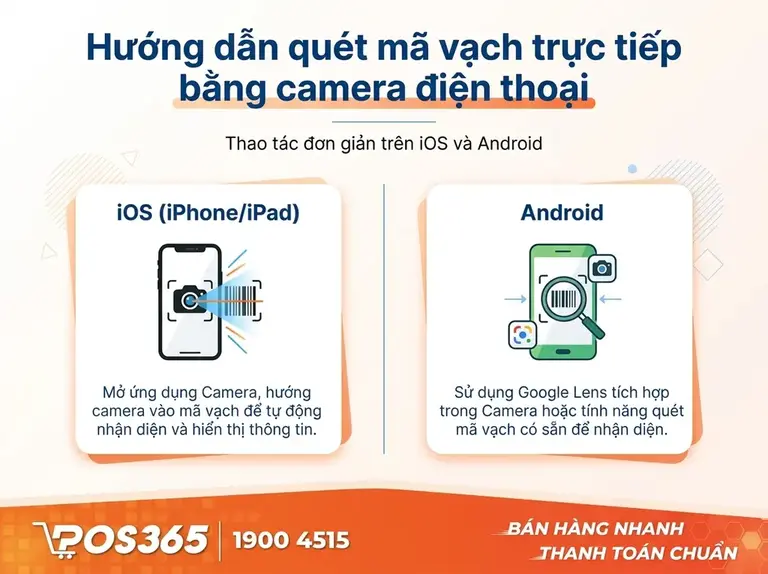 Quét mã vạch trực tiếp bằng Camera iPhone và Android