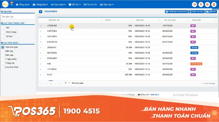 Kiểm soát vòng đời Voucher tự động trên phần mềm quản lý bán hàng