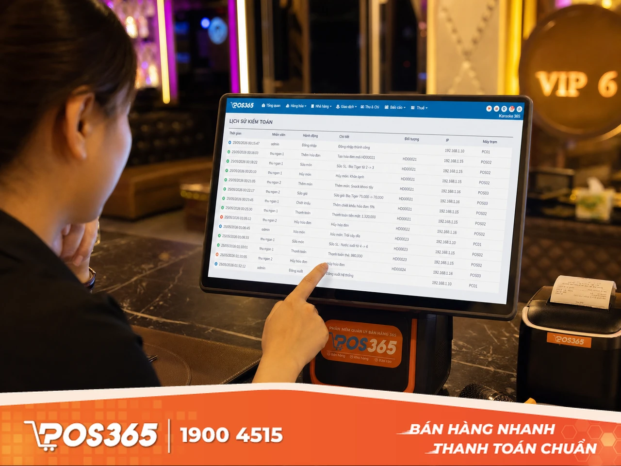 Kiểm tra báo cáo lịch sử thao tác (Audit Log) trên phần mềm