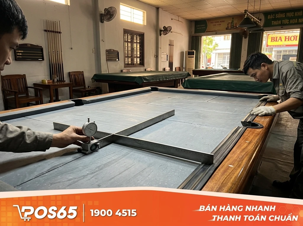 Kiểm tra độ phẳng mặt đ&aacute; Slate v&agrave; bảo quản băng cao su