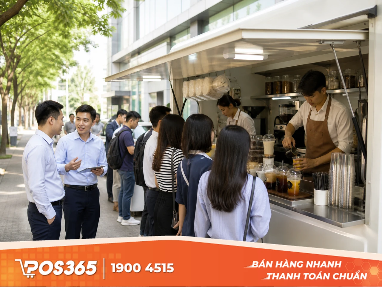 Kiot, xe đẩy nhượng quyền đồ uống mang đi