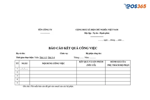 Mẫu b&aacute;o c&aacute;o c&ocirc;ng việc bằng word