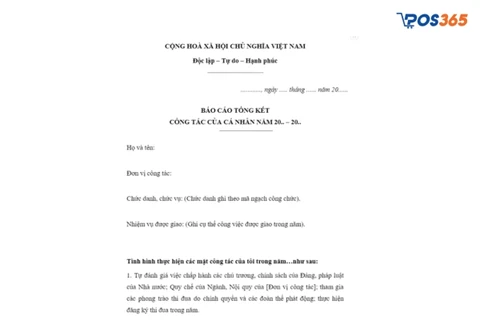 Form b&aacute;o c&aacute;o c&ocirc;ng việc theo từng năm