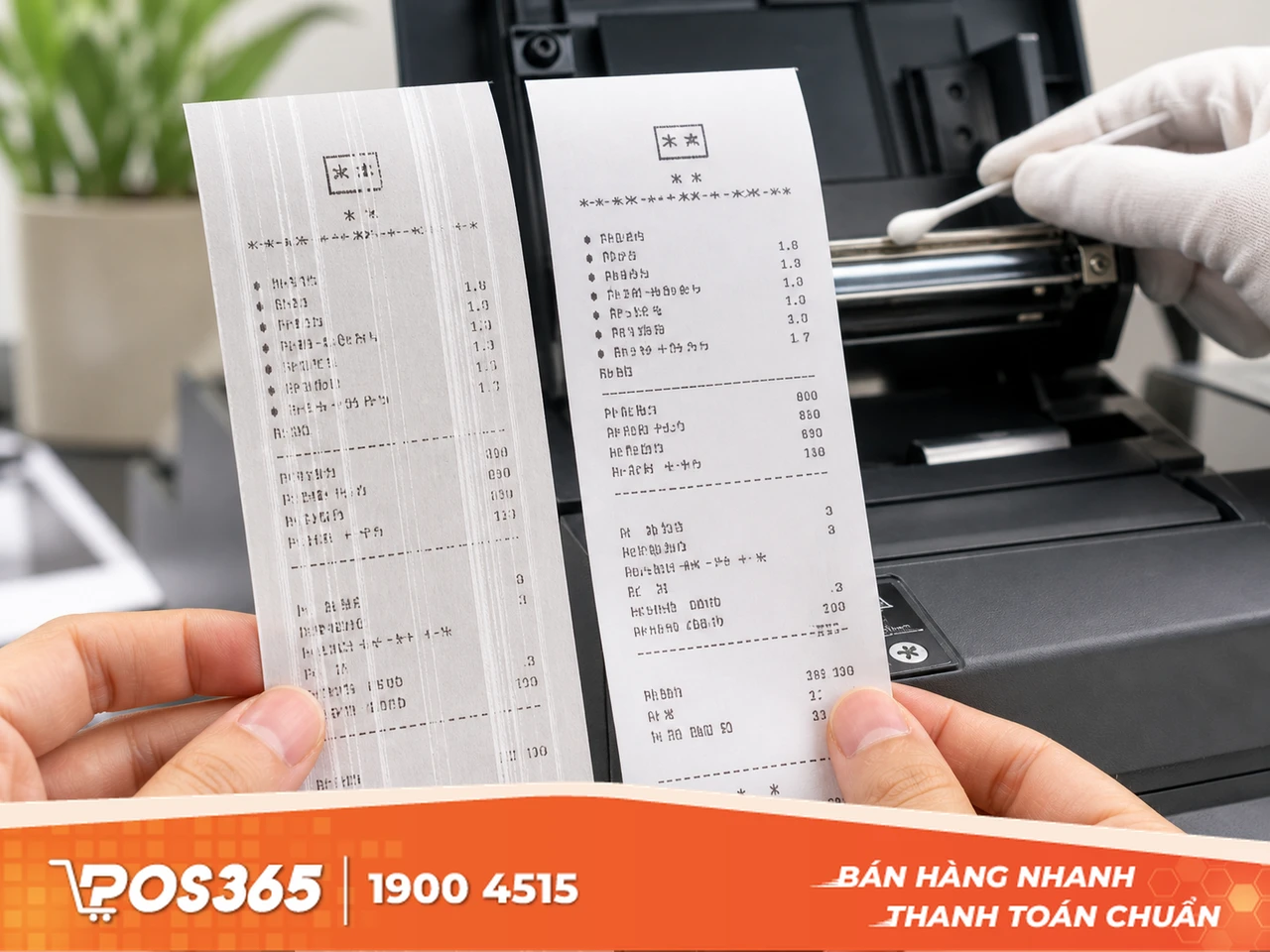 Máy in nhiệt bị kẻ sọc, vệt trắng dọc đứt gãy