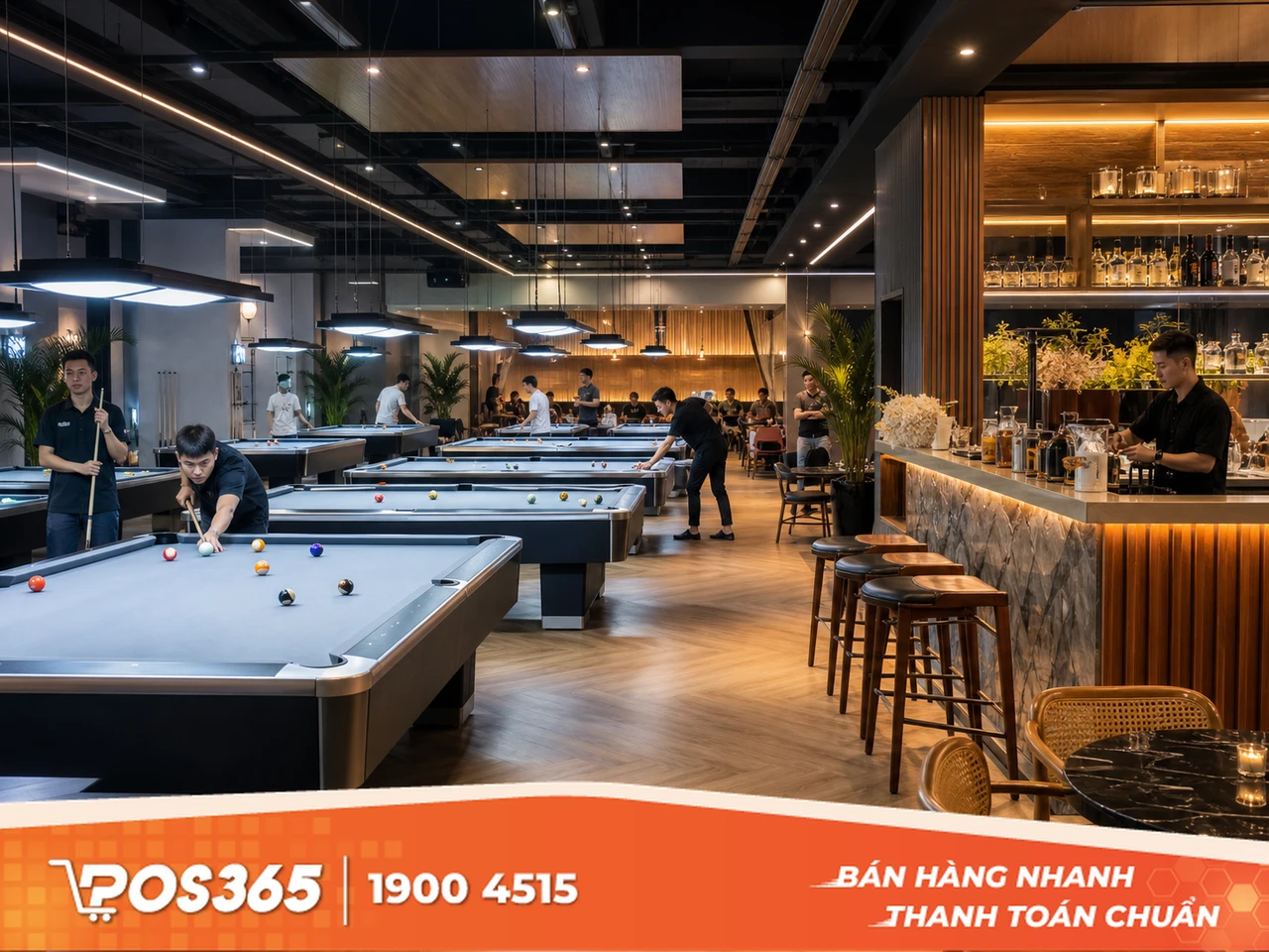 M&ocirc; h&igrave;nh c&acirc;u lạc bộ bida trung cấp / hiện đại (8 - 12 b&agrave;n)