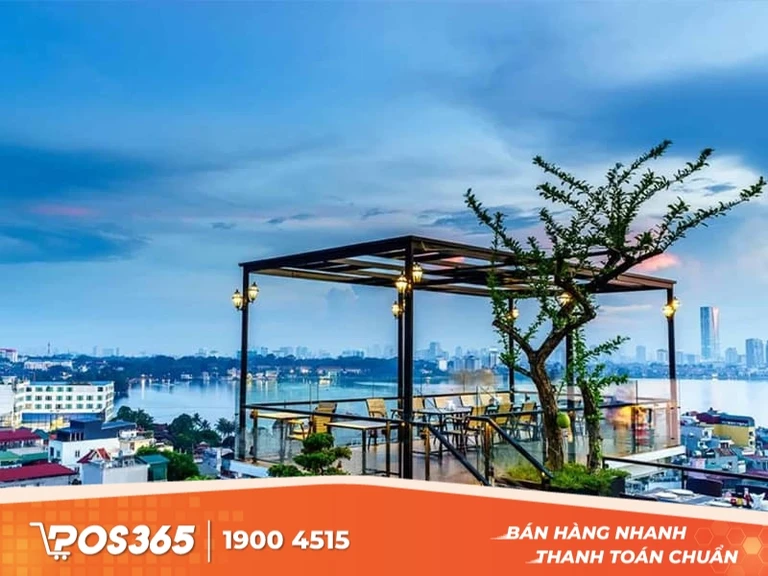 Mô hình quán cafe sân vườn đơn giản tầng thượng