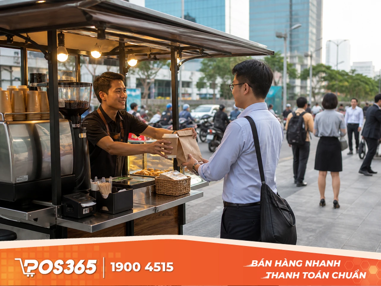 Mở xe đẩy cafe hoặc đồ ăn sáng mang đi