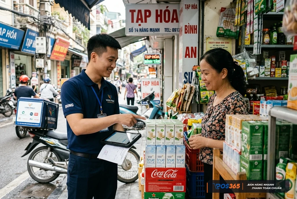 Nh&acirc;n vi&ecirc;n tiếp thị Sales h&atilde;ng giao h&agrave;ng tạp h&oacute;a