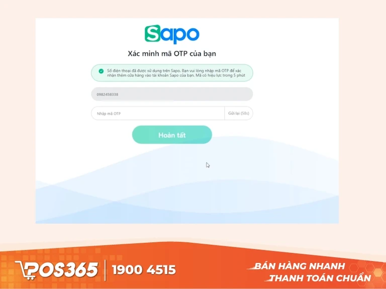 Nhập mã OTP được gửi về điện thoại