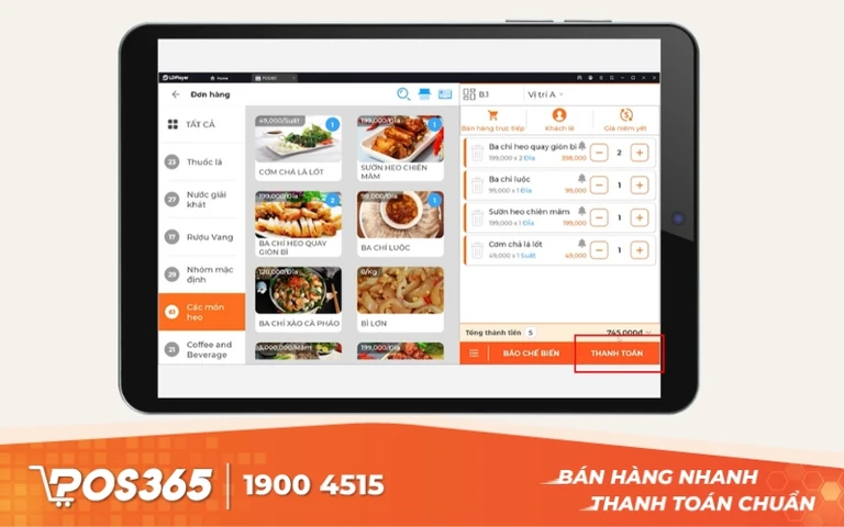 Chọn thanh toán để hoàn thành đơn hàng