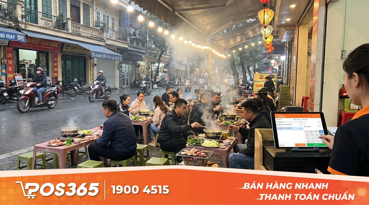 Mẫu quán lẩu nướng vỉa hè