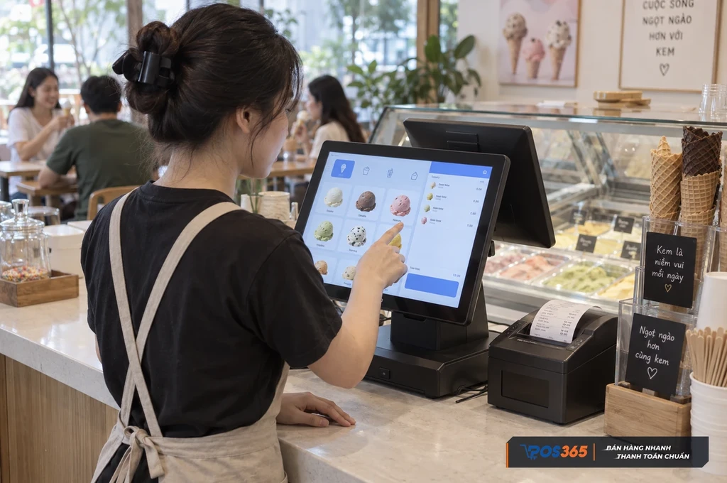 Order kem tươi nhanh bằng máy POS
