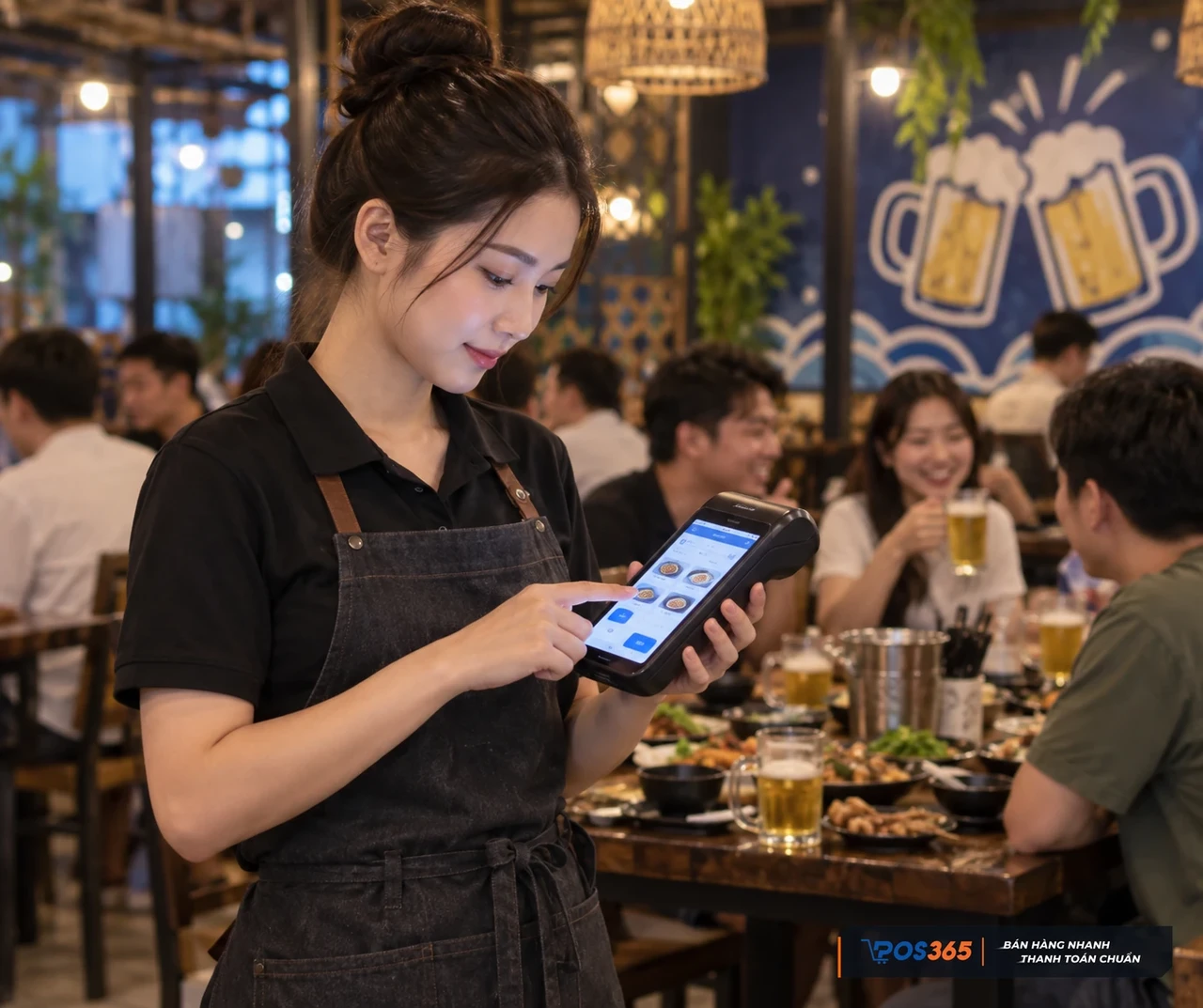 Order tại b&agrave;n qu&aacute;n nhậu bằng thiết bị