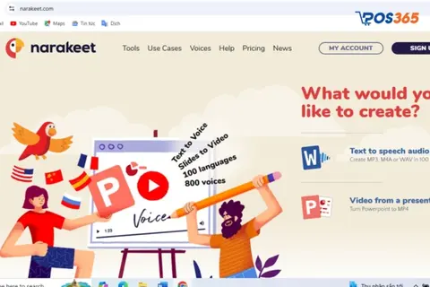 Công cụ thiết kế AI online Narakeet biến văn bản thành giọng nói