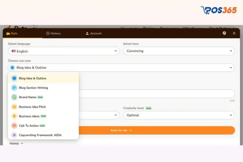 App AI sáng tạo nội dung miễn phí Rytr