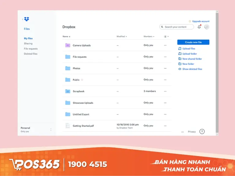 Phần mềm quản l&yacute; Dropbox
