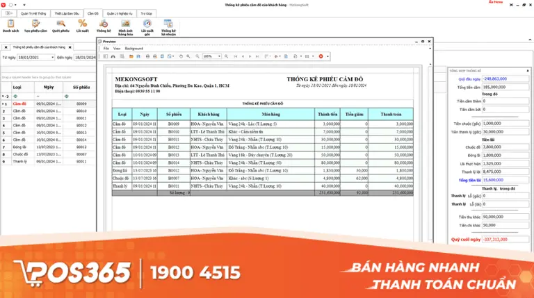 Phần mềm quản lý tiệm cầm đồ Mekong Soft