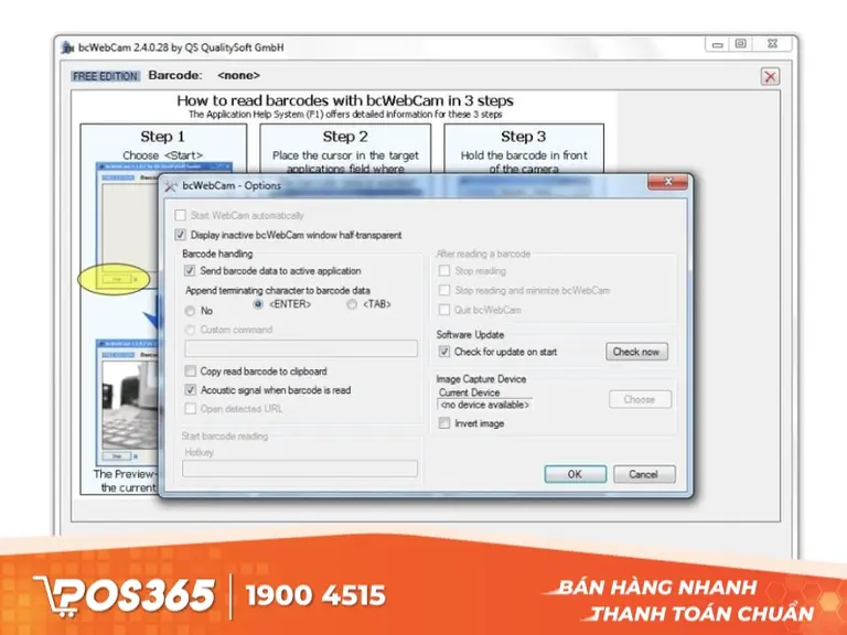 Phần mềm qu&eacute;t m&atilde; vạch bcTester