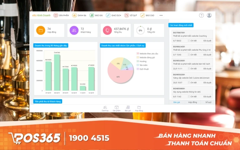 Phần mềm t&iacute;nh tiền qu&aacute;n nhậu Ebiz