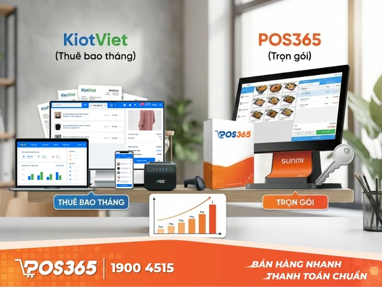 Phân tích mô hình giá: Thuê bao tháng (KiotViet) so với Trọn gói (POS365)