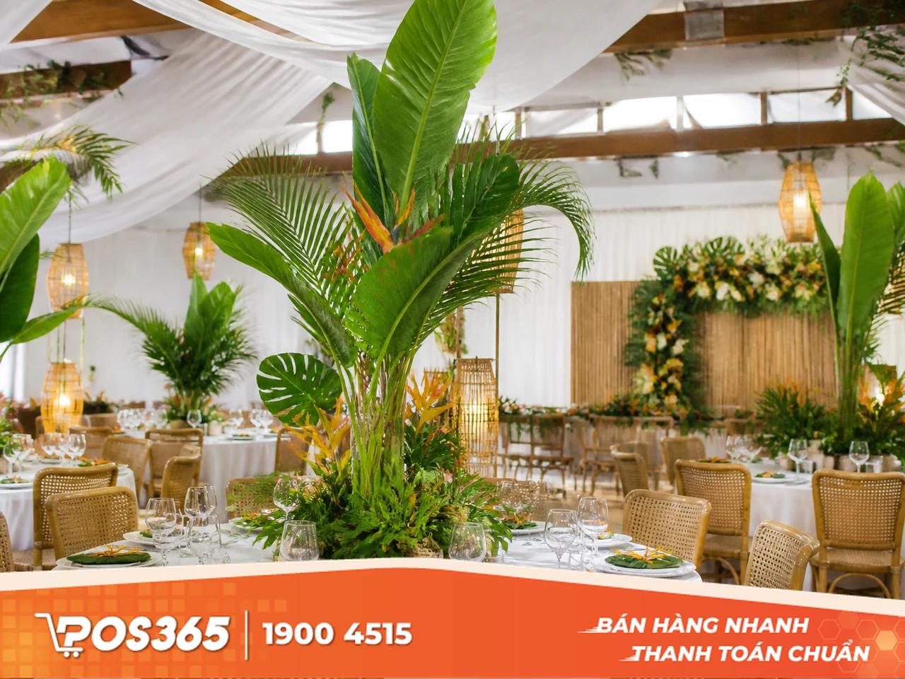 Phong cách Tropical mang thiên nhiên vào sảnh tiệc