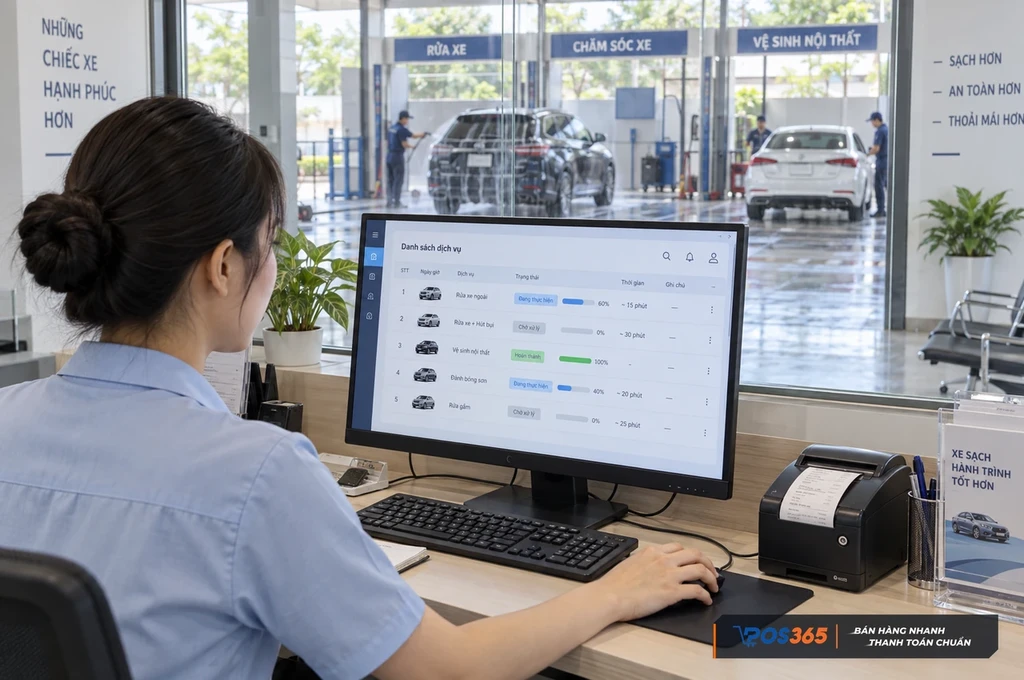 Quản lý phiếu dịch vụ tại tiệm rửa xe