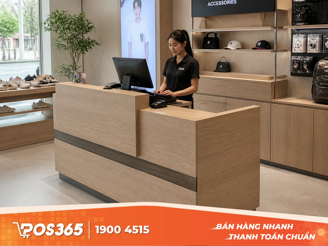 Quầy thu ng&acirc;n gỗ c&ocirc;ng nghiệp (MDF, Melamine)