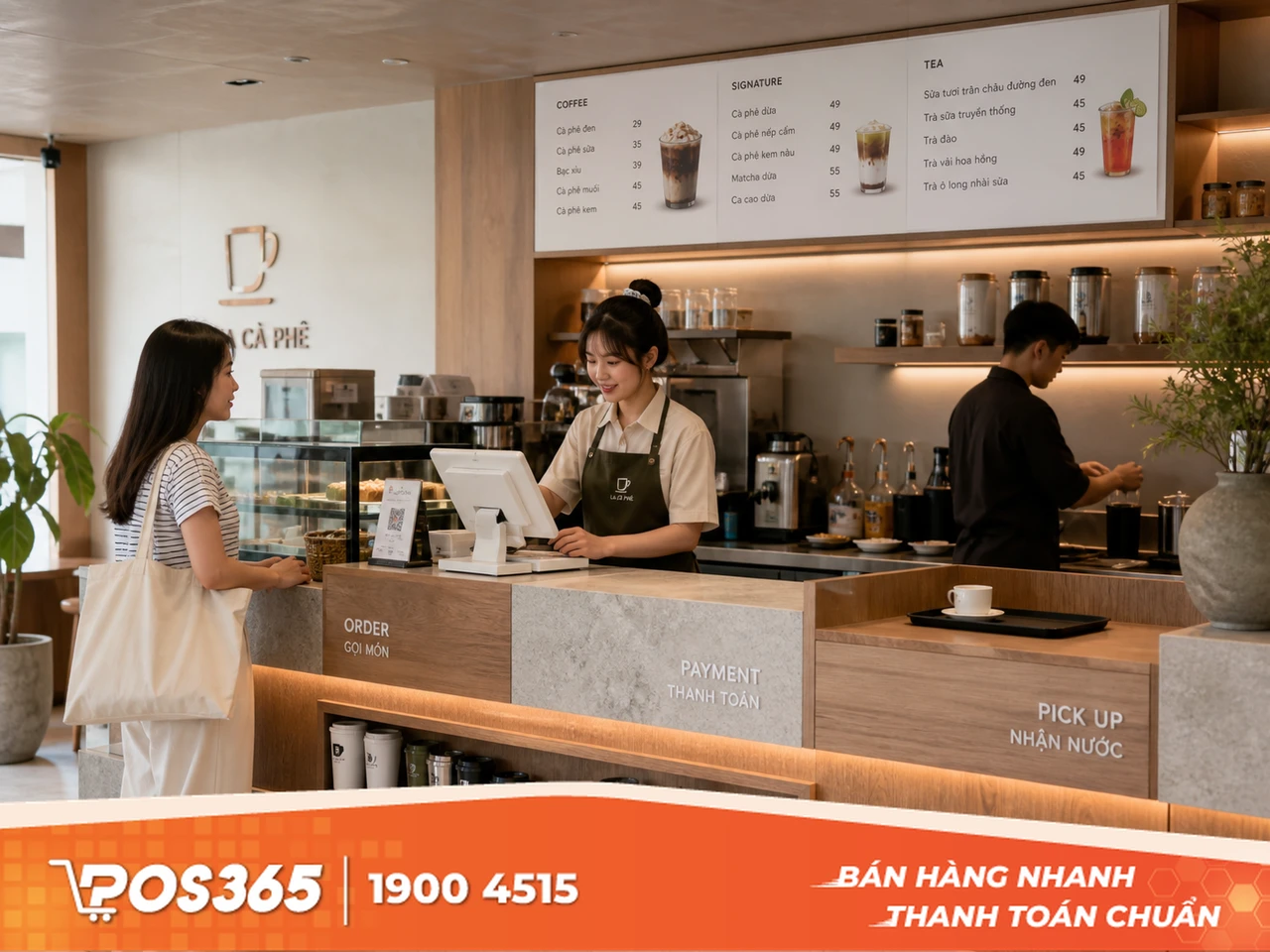 Quầy thu ng&acirc;n qu&aacute;n cafe, tr&agrave; sữa