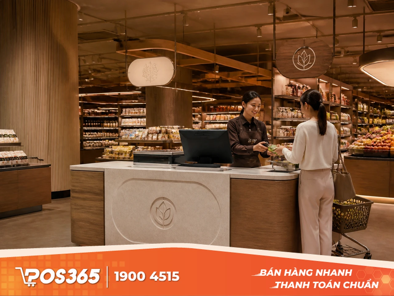 Quầy thu ngân thiết kế theo nhận diện thương hiệu